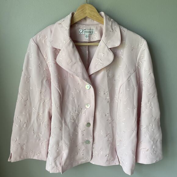 Vintage Dress Barn Two Piece Skirt Suit Womens Size 10 Light‎ Pink Embroidered - Picture 1 of 13